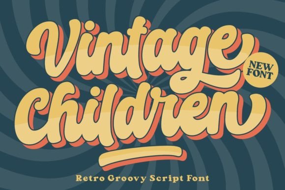 Vintage Children Font – Groovy Retro Script with Bold Character